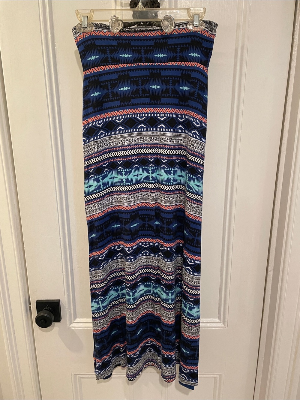Blue Patterned Maxi skirt